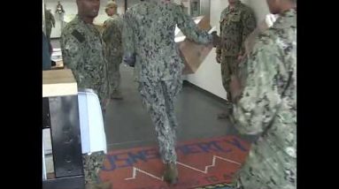 Protection force personnel load Navy successfully being middle ship with medical offers sooner than it leaves for LA | ABC News